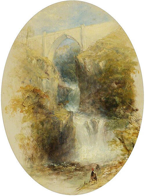 A Waterfall beneath a High Bridge, , Thomas Creswick