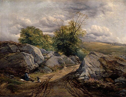 Landscape with Artist Resting beside a Road, 1851, Thomas Creswick