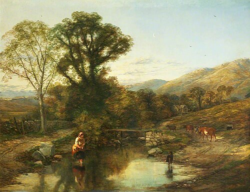 Landscape, Morning (Crossing the Stream), , Thomas Creswick