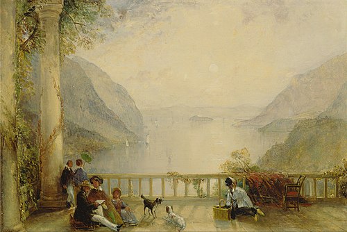 Figures on a Balcony, probably at Westpoint, 1843, Thomas Creswick