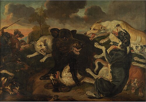 A Boar Hunt, 1677, Juriaen Jacobsz