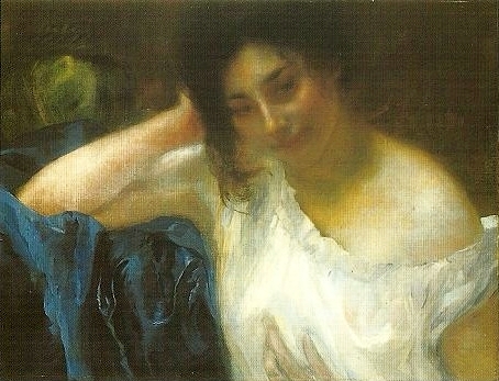A woman with a blue drapery., 1900, Paul-Albert Besnard