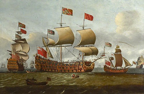 HMS Britannia in two positions, 1695, Isaac Sailmaker