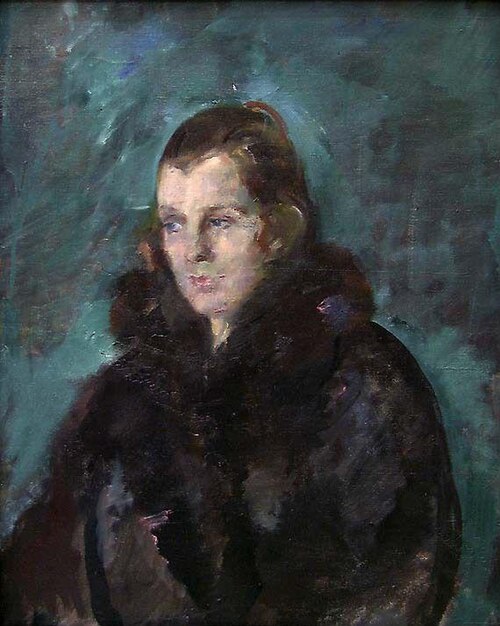 Portrait of the Artist's Wife Gunbjør, b. Olsen, 1920, Henrik Louis Lund