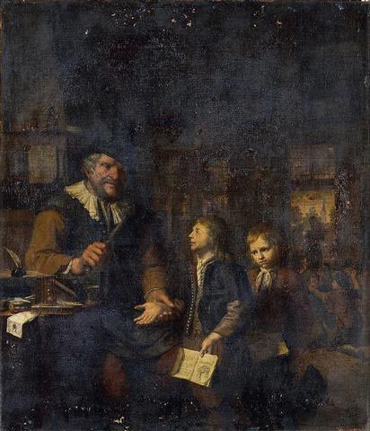 Bachelor punishing two pupils, 1650, Krzysztof Lubieniecki