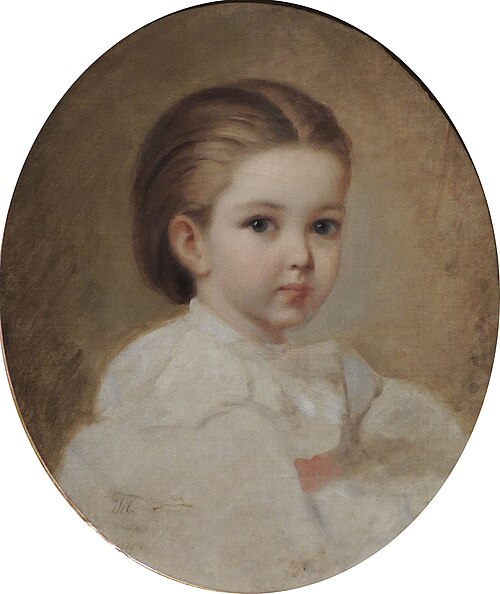 Blue eyed girl in white dress, 1850, Ivan Makarov
