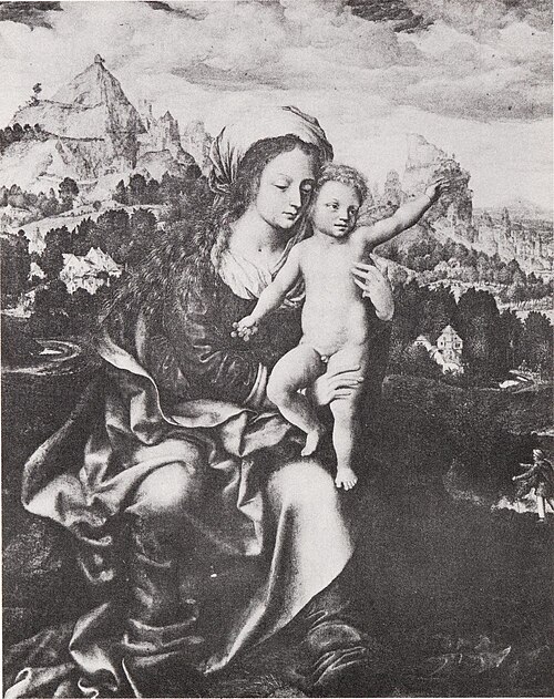 Maria met kind in een landschap, 1522, Jan Sanders van Hemessen