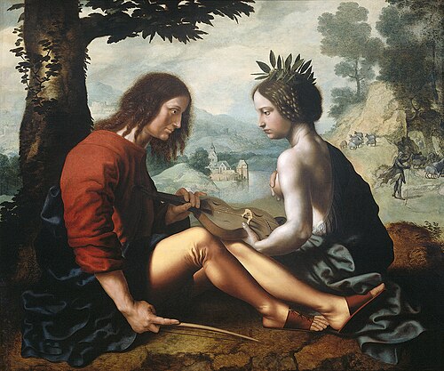 Allégorie de Catharina van Hemessen en Chrétien de Morien, 1550, Jan Sanders van Hemessen