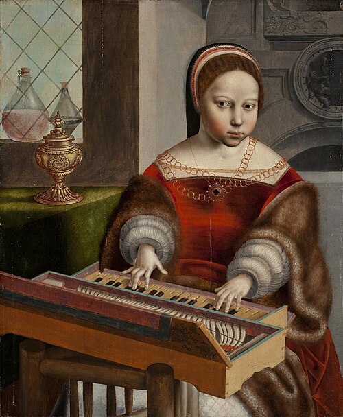 Young Woman Playing a Clavichord, 1529, Jan Sanders van Hemessen