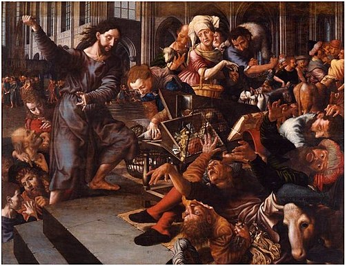 Le Christ chassant les marchands du Temple, 1556, Jan Sanders van Hemessen