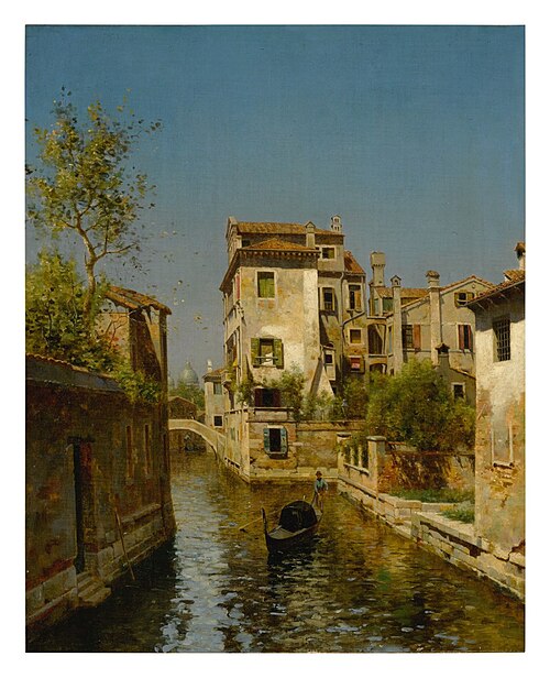 Gondolier on a Venetian Canal, , Martín Rico