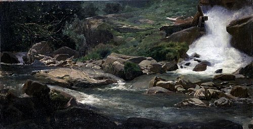 Landscape Study (Waterfall), 1867, Martín Rico