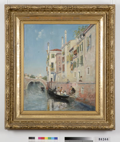 Venetiaanse gracht met gondels, 1900, Martín Rico
