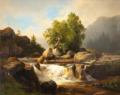 American Landscape with Waterfall, , Hermann Fuechsel