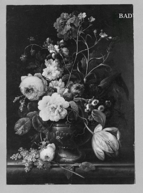 Flower stillife in metal vase, 1792, Johann Baptist Drechsler