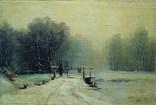 Winter Landscape with a Bridge, 1885, Arseny Meshchersky