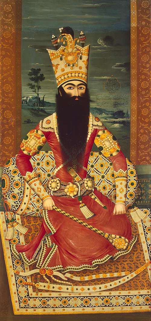 Portrait of Fath Ali Shah Seated, 1813, Mihr 'Ali