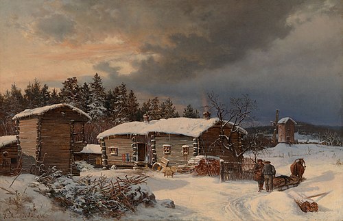 Winter Landscape with Farmhouse in Häme, 1866, Hjalmar Munsterhjelm