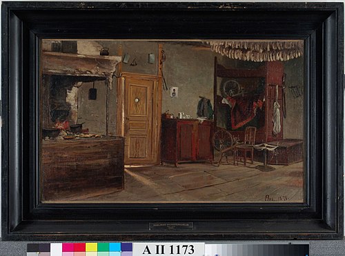 Bondstugainteriör, 1871, Hjalmar Munsterhjelm
