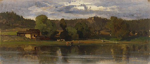 Cows at Lakeside, Evening Atmosphere, , Hjalmar Munsterhjelm