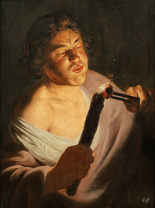 A youth lighting a torch., 1625, Jan Lievens