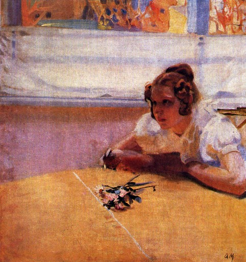 A Girl at a Table., 1910, Oleksandr Murashko