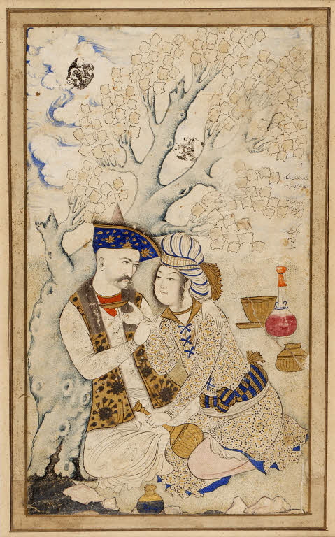 Portrait de Shah Abbas Ier et son page, 1627, Mohammad Kassim