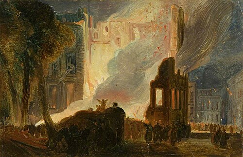 Bristol Riots: The Burning of the Mansion House, Queen Square, 1831, William James Müller