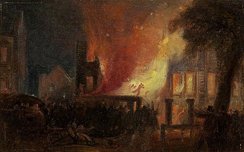 Bristol Riots: The Burning of Queen Square, The Custom House, 1831, William James Müller