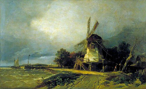 Coast Scene with a Windmill, 1837, William James Müller