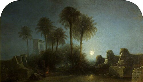 Avenue of Sphinxes, Moonlight, Thebes, 1841, William James Müller