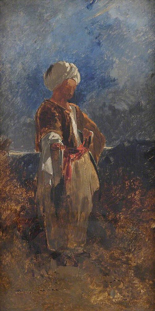 Standing Figure in a White Turban with a Red Sash, , William James Müller