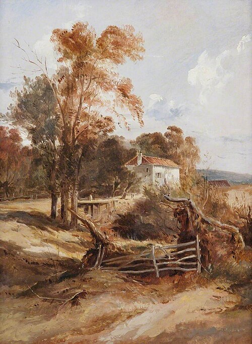Landscape with Trees and a Cottage, , William James Müller