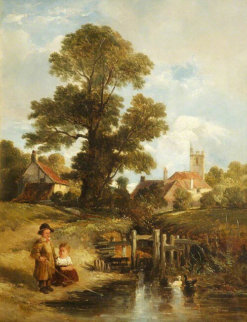 Landscape, Young Anglers, 1862, William James Müller