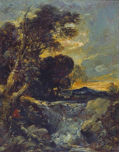 Waterfall with Fisherman, , William James Müller