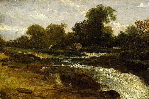 River landscape with an angler, 1842, William James Müller