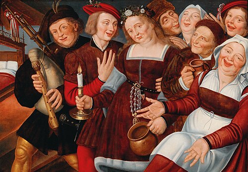 The bride being led to the bridal bed, 1675, Jan Matsys