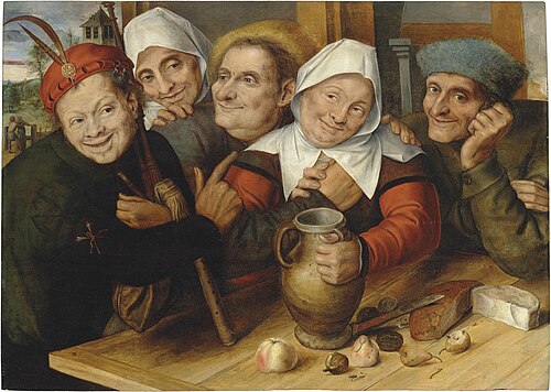 Merry company with unequal couple, 1557, Jan Matsys