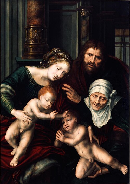 Holy Family with Saint Elisabeth and Saint John the Baptist, 1535, Jan Matsys