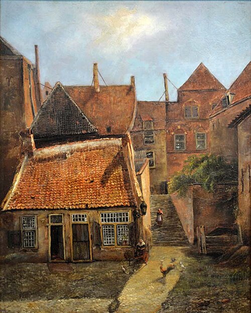 Gezicht op de Nonnentrappen vanaf de Nonnenplaats in Nijmegen, 1835, Pieter Caspar Christ