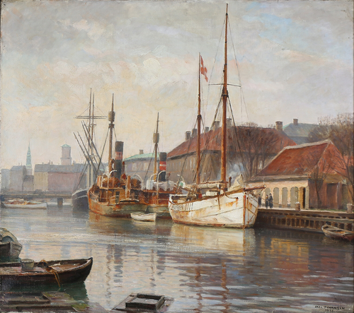 View from Frederiksholms Kanal, Copenhagen., 1930, Axel Johansen