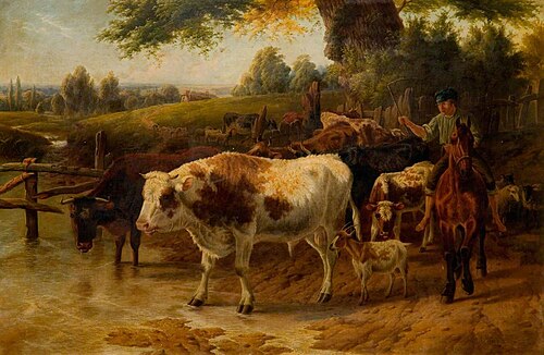 Cattle at a Stream, 1870, Charles Jones