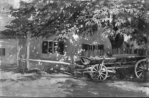 Landschaftsstudie mit Fuhrwerk, 1910, Max Joseph Pitzner