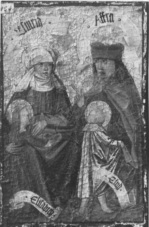 Zweiter Kirchheimer Sippenaltar: Esmeria und Afra mit Elisabeth und Eliud, 1500, Master of Kirchheim