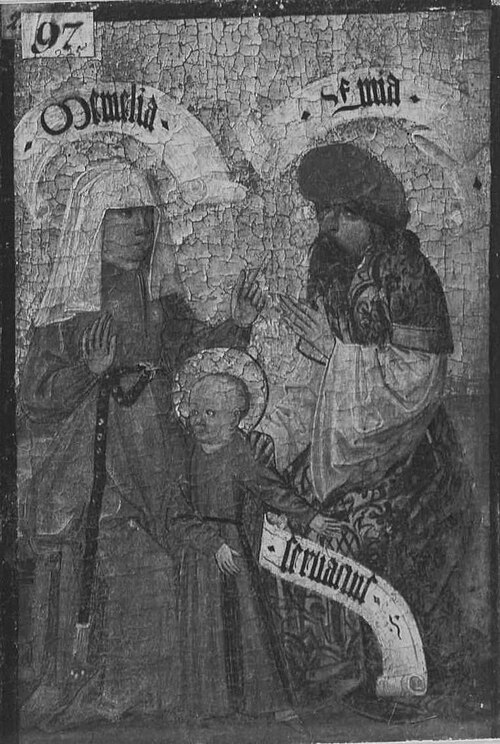 Second Kirchheim clan altar: Memelia and Enim with Servatius, 1500, Master of Kirchheim