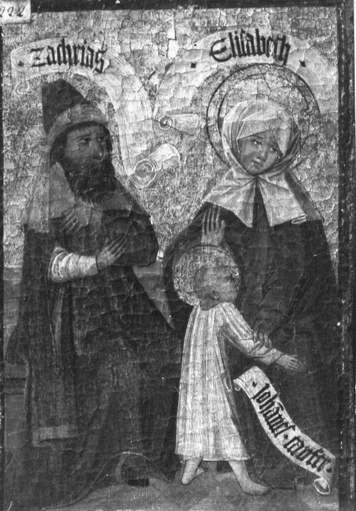 Zweiter Kirchheimer Sippenaltar: Zacharias und Elisabeth mit dem Johannesknaben, 1500, Master of Kirchheim