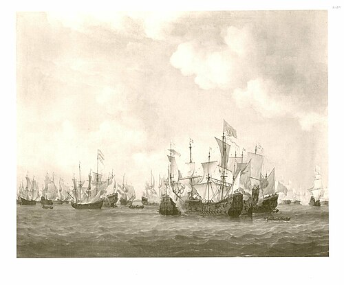 Seeschlacht bei Kijkduyn (zwischen den Niederlanden und Frankreich), 1673, Willem Van de Velde le Jeune