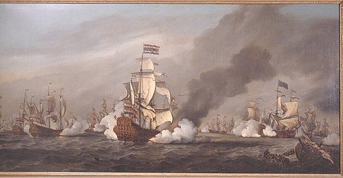 The Gouden Leeuw at the Battle of Texel, 21 August 1673, 1687, Willem Van de Velde le Jeune