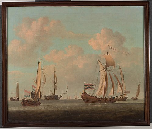 Het Engelse koningsjacht Catherine onder Amsterdamse vlag, 1677, Willem Van de Velde le Jeune