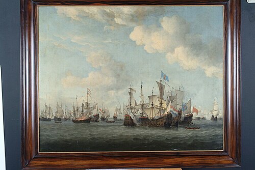 Scheepsgevecht tussen Hollandse en Franse koopvaardijschepen, 1672, Willem Van de Velde le Jeune